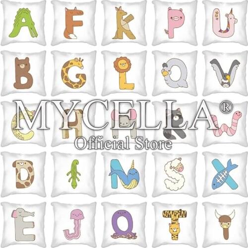 Cartoon animal creativity letter Pillowcase Pillows Cover 45*45CM Cojines English Alphabet Kids Room Pillow Case home decoration