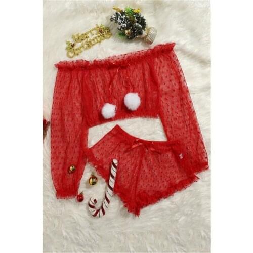 New Women Sexy Christmas Lingerie Lace Set Xmas Cosplay Sexy Outfit