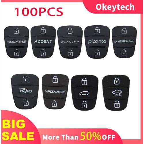 Okeytech 100PCS Replacement Flip Remote Key Shell Case Rubber Button Pads For Hyundai Picanto Solaris Sportage Elantra for Kia