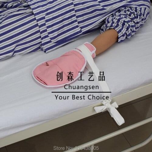 Elderly care glove for bed patient ,constraints glove with wrist belt fixed ,nursing care for eldely and patient