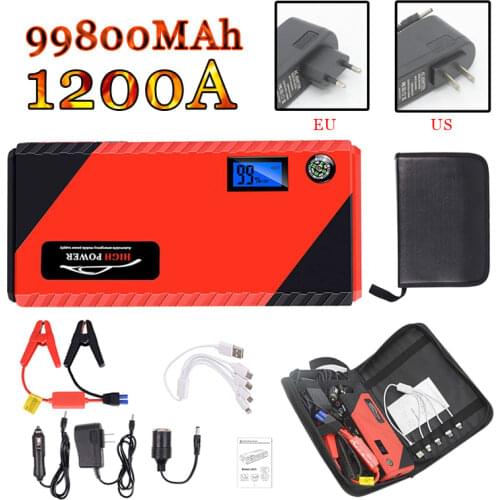 Car Jump Starter Emergency Booster Start Power Bank Battery 12V Auto Starting Device For Car Emergency Battery Starter Supply