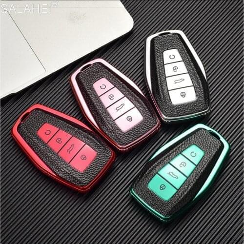 Luxury Leather TPU Car Remote Key Case Cover Holder For Geely Coolray 2019-2020 4 Buttons Auto Styling Keyless Shell Accessories