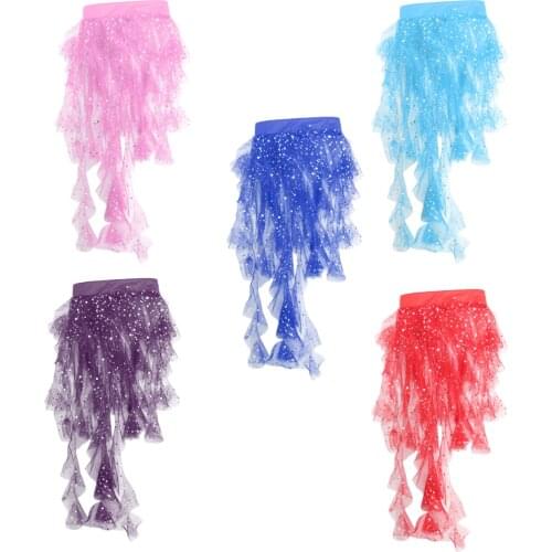 Chiffon Sequins Belly Dance Hip Scarf Net Skirt Pole Dance Costumes