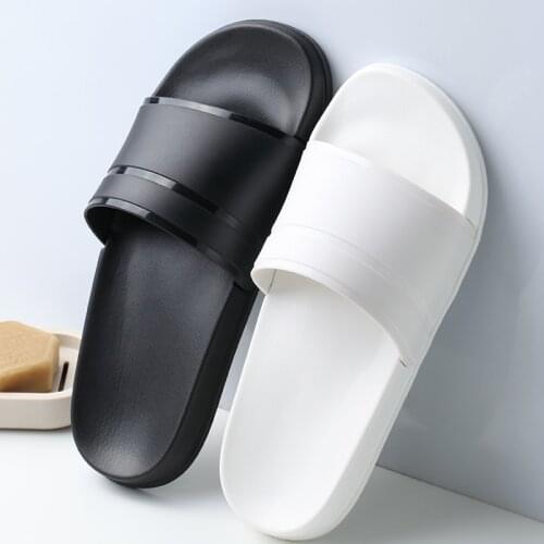 Summer Home Men Slippers Simple Black White Lovers Shoes Non-slip Bathroom Slides Flip Flops Indoor Women Platform Slippers