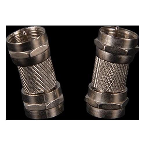 2Pcs Silver Zinc Alloy F Type Male Plug Connector Socket to RF Coax TV Aerial Female RF Adapters