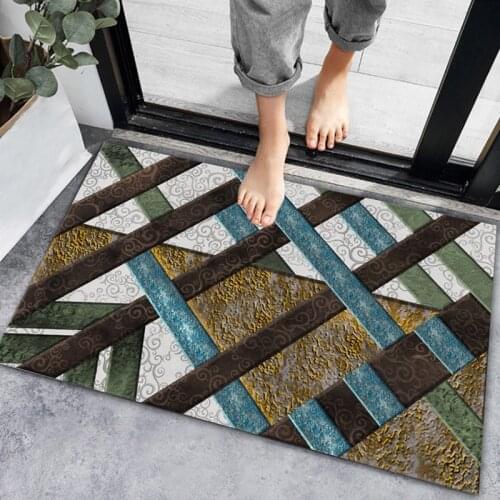 Modern Geometric Printed Entrance Door Mat Anti Slip Home Deco Floor Mat In The Bathroom Living Room Rug Kitchen Carpets Toilet