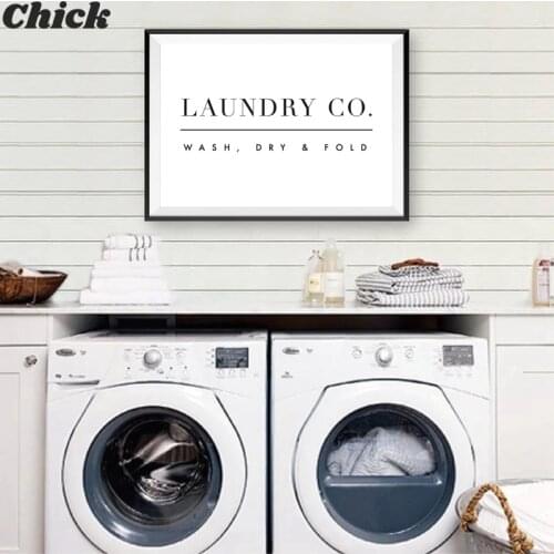 Laundry Wall Art Decor Laundry Sign Print Wash Dry Fold Laundry Guide Poster Art Canvas Painting Picture Home Wall Decoration