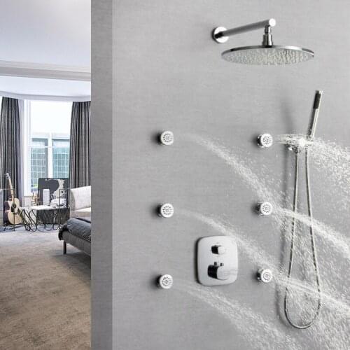 Like print famous brand thermostat brass dark into a wall embedded circular lateral jet shower shower set suits