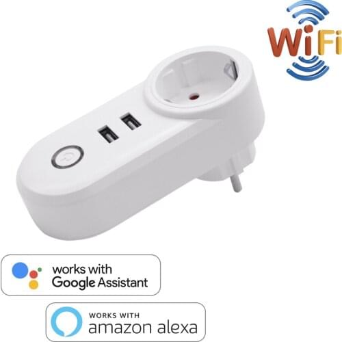 Knewfun Smart Socket Plug WiFi Wireless Remote Socket Adaptor with Timer 2 USB IOS/Android App Compatible with Echo Google Home