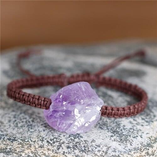 Unisex Bohemian Handmade Raw Natural Stone Braided Beads Bracelet Healing Statement Wrap Bracelet Gemstone Jewelry Dropshipping