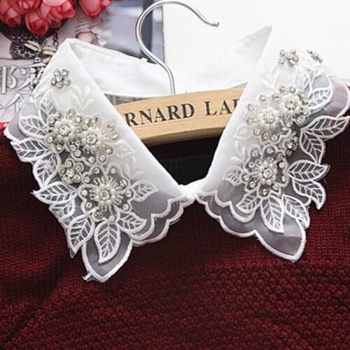 2021 Korean Fashion Women Detachable Crystal Collars Pearl Shirt Detachable Fake Collar Shirts Sweater Fake Collar New