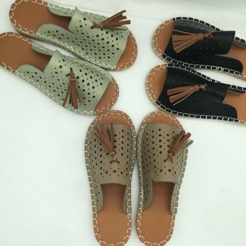 Flats tassel shoes woman beach sandals leather slippers open toe slides women summer plus size sandalias mujer sapato feminino