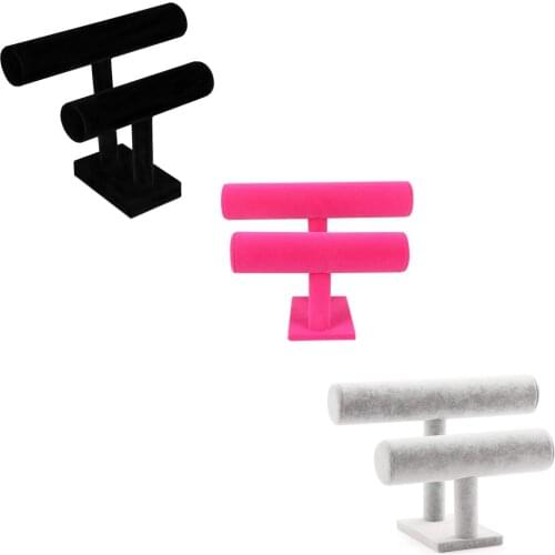 2 Tier T-bar Jewelry Stand Display Storage Store Rack Necklace Bracelet Bangle Pendant Anklet Tower Watch Key Holder Organizer