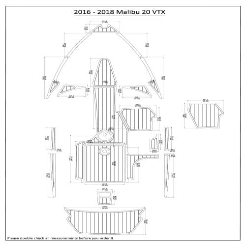 2016 - 2018 Malibu 20 VTX Cockpit Pad Boat EVA Teak Decking 1/4" 6mm