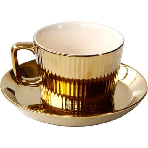 250ml Luxury Golden Tea/Coffee Cup &Saucer Set Porcelain Espresso Cup -white