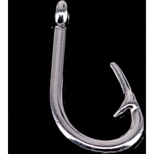 3Pcs Mixed Tibtan Silver Fish hook Charms Pendants for DIY Jewelry Making Accessories Christmas Gift Shipping 38X19mm