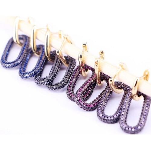 5Pairs, Mix Color Hoop Earrings Women CZ Jewelry Gold Color Rectangle Earring Hoops for party birthday gifts