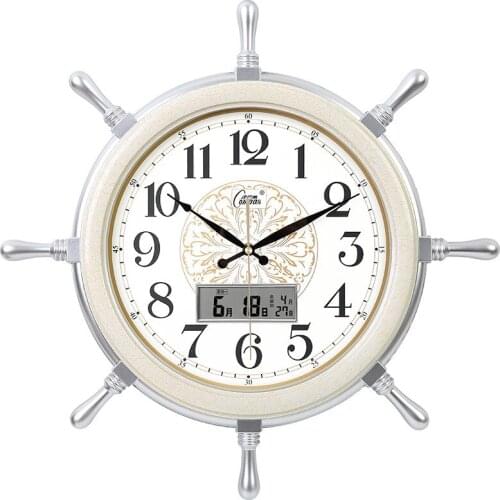 Large Retro Wall Clock Bedroom Glass Silent Rudder Wall Clock Classic Nautical Novelty Reloj Pared Home Decoration