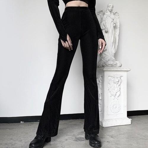 2021New Women Retro Sexy High-Waisted Drape Flared Pants Women Elastic Casual Suede Ribbed Loose Trousers Daily Wear