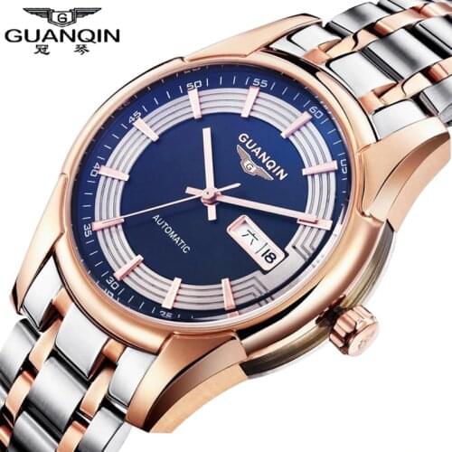 Watches Men Luxury Brand GUANQIN Men Mechanical Watches Waterproof 30m Calendar Stainless Steel Wristwatch Sport Male Watches