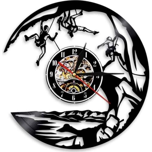 Climbing Vinyl Record Clock Rock Climbing Home Decor Climbing Rope 3D Wall Clock Sport Hobby Gift Unique LED Time Clocks