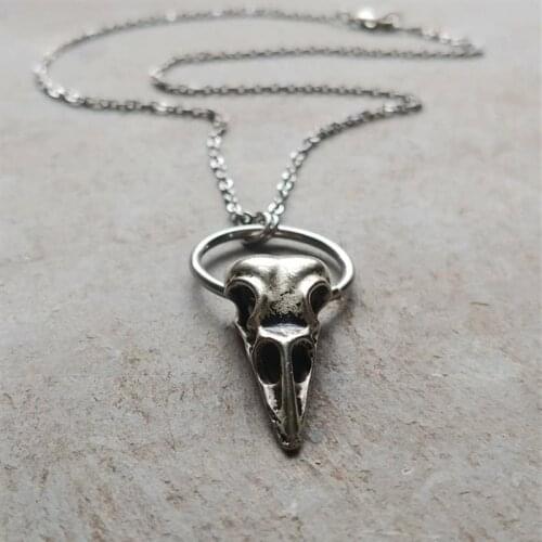 Crow Skull Pendant Necklace Raven headdress chain gothic jewelry Silver plated Stylish women give new gift 2020 new men