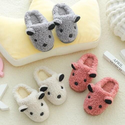Children Cotton Shoes Kids Home Slippers Boys And Girls Baby Cute dog Ears Plush Ball Thickening Warm Indoor Shoes