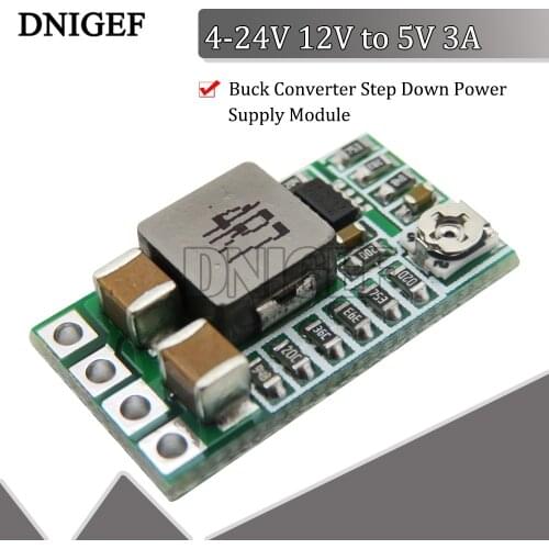 DNIGEF Mini DC-DC 12-24V To 5V 3A Buck Converter Step Down Power Supply Module Adjustable Efficiency