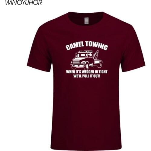 Camel Towing Print T-shirts Men New Summer Casual Short Sleeve Cotton T Shirts Funny Humor Cool Male Tops Tees