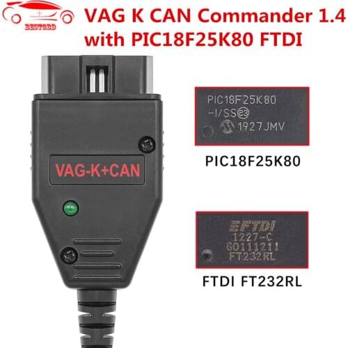 New OBD2 for VAG K+CAN Commander 1.4 with FTDI FT232RL PIC18F25K80 Chip Diagnostic Interface Cable for VW / AUDI / SKODA / SEAT