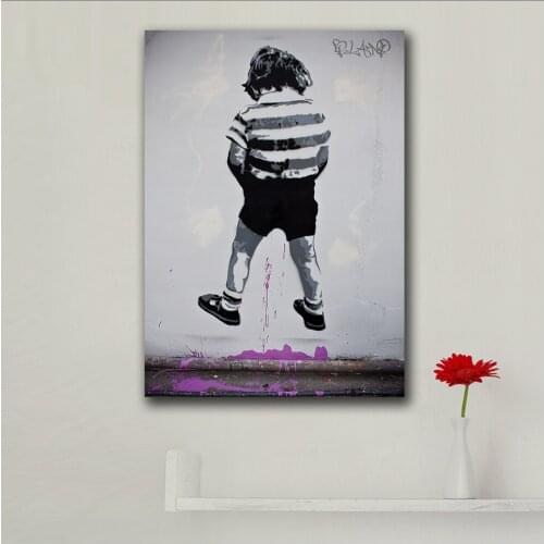 Large size Printing Oil Painting Giraffes Pink Pee Boy wall art canvas print pictures for living room and bedroom Unframed