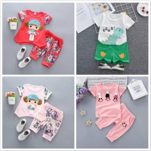 2PCS Baby Boy Clothes Set Summer Princess Tshirt Girls Short Sleeve Tees Dress Tops For Kids Girls Children Outfits Shorts Pants