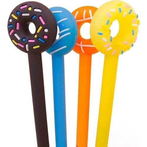 Korean Silicone Cartoon Gel Pen Kawaii Donuts 0.5mm Writing Stationery Black Refill Pen Cute Papelaria Office School Supplies