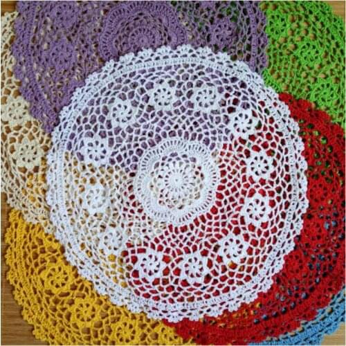 Handmade lace cotton table place mat crochet coffee round placemat pad Christmas drink coaster cup mug tea dining doily kitchen