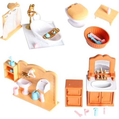 Dollhouse Bathroom Set, 1:12 Scaled Plastic Bathroom Set with Dollhouse Toilet