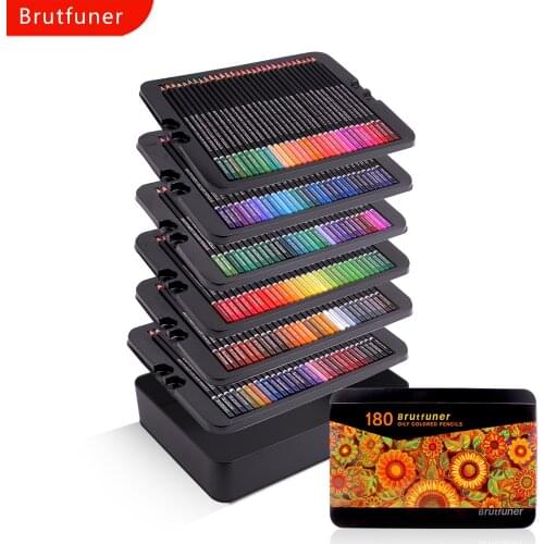 Brutfuner 120-180 Artist Colored Pencils Set for Adult Coloring Books, Soft Core, Professional Numbered Art Drawing Pencils
