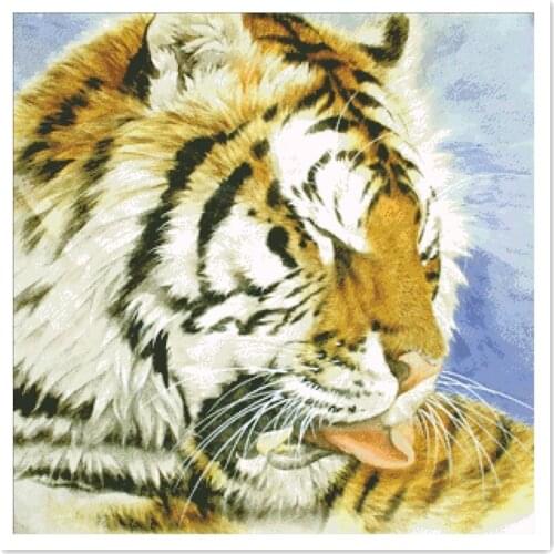 Tiger B cross stitch package animal 18ct 14ct 11ct cloth cotton silk thread embroidery DIY handmade needlework