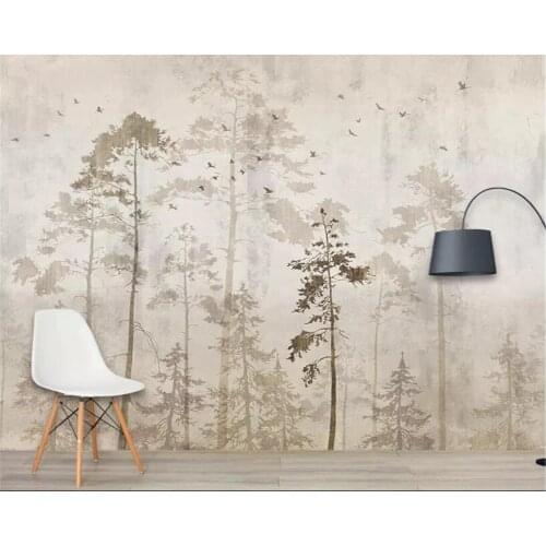Beibehang Custom wall wallpaper European retro hand-painted forest Big tree Birds mural wallpaper 3D carta da parati wallpaper