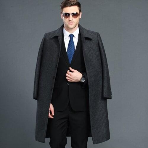 Single Breasted And Long Cashmere Clothing Men' s Jackets Winter Thicken Casual Woolen Coat Overcoat 3XL 4XL
