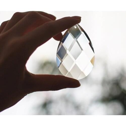 38mm/50mm/63mm/89mm Chandelier Glass Clear Almond Shape Crystals Lighting Prisms Parts Hanging Pendants K9 Drop For Strands