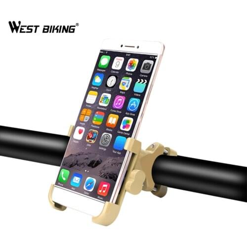 WEST BIKING Handlebar Rack Aluminum Alloy Anti-shock Bike Phone Holder Anti-skid 7 Inch 360 Degree Rotation Bike Handlebar Racks