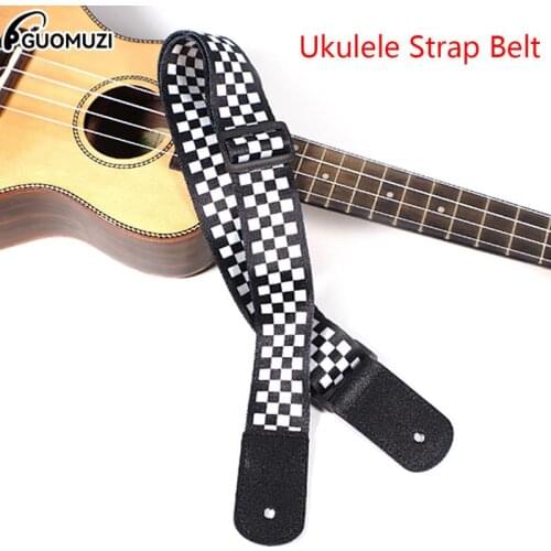 Adjustable Electric Guitarra Strap Leather Black White Plaid Acoustic Guitar Strap Ukulele Bass Guitar Part Accessories
