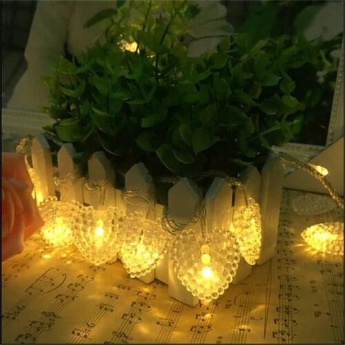 Romantic 7.5m 50 LED Love Heart Fairy Christmas 3*AA battery power String Light Wedding Children Room Decor Light