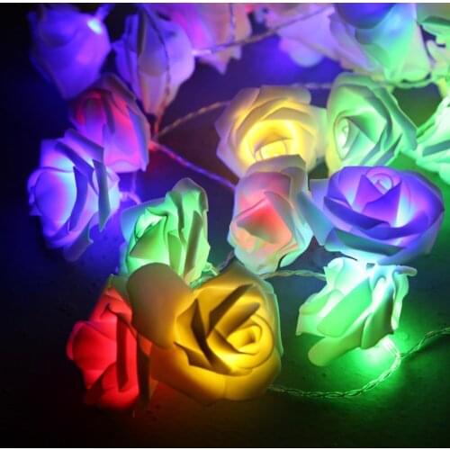 Romantic Light 6M 40 LED Rose Flower String Lights 220V EU Plug Fairy Wedding Party Christmas Holiday Decoration