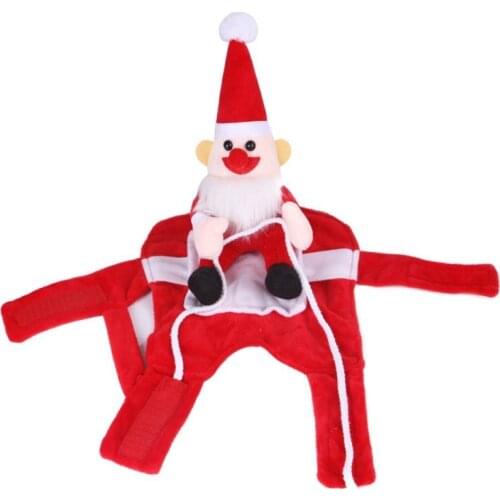 Christmas Style Dog Clothes Novelty Santa Claus Riding Dress Warm Apparel Party Dressing Up Xmas Cosplay Clothing Puppy Costume