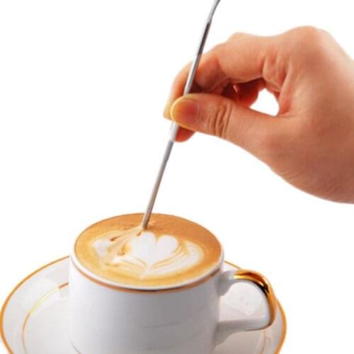 1pc Stainless Steel Coffee Art Needle Coffee Latte Cappuccino Flower Pin Garland Needle DIY Fancy Kitchen Tools Coffee Stencils