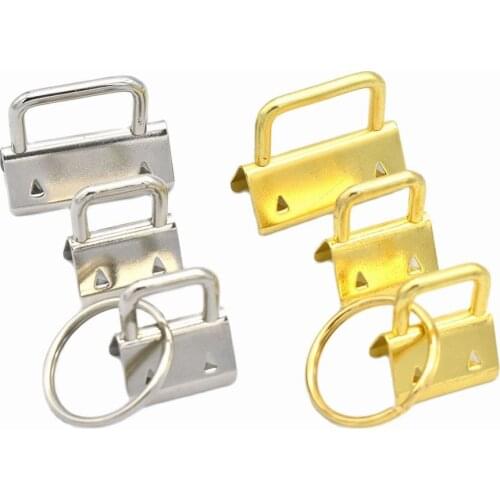 20/32mm Silver Key Fob Hardware with Key Rings Sets metal keychain hardware for webbing lanyard key ring handmade - 10pcs