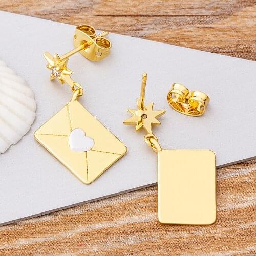 New Design Drop Earrings Love Envelope Copper Zircon Statement Dangle Earrings Charm Party Wedding Travel Bar Jewelry Gifts