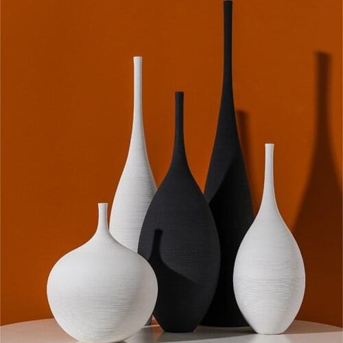 Modern Minimalist Handmade Art Zen Vase Ceramic Ornaments Living Room Model Home Decoration Dried Flowers Floral Arrangement