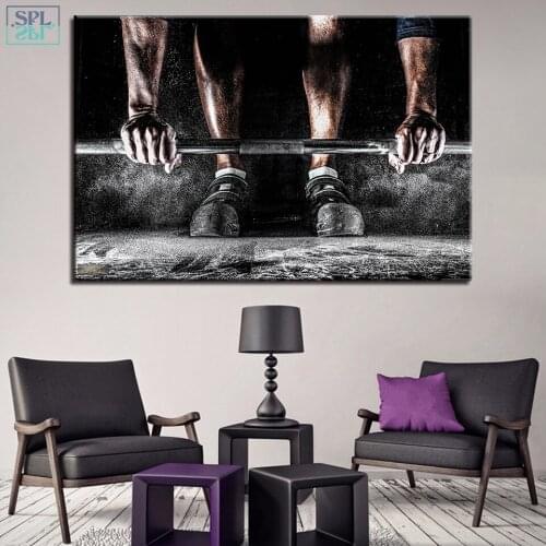 SPLSPL Modern Wall Art Home Decor No Frame 1 Piece Weightlifting Pictures HD Print Canvas Paintings Body Building Sports Poster